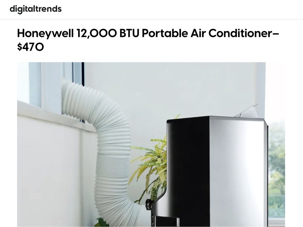 Digital Trends article on the Honeywell 12,000 BTU portable air conditioner distributed by JMATEK